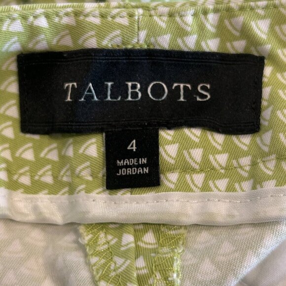 Talbots Lime Green Sailboat Print Chino Shorts Size 4 - Picture 4 of 8